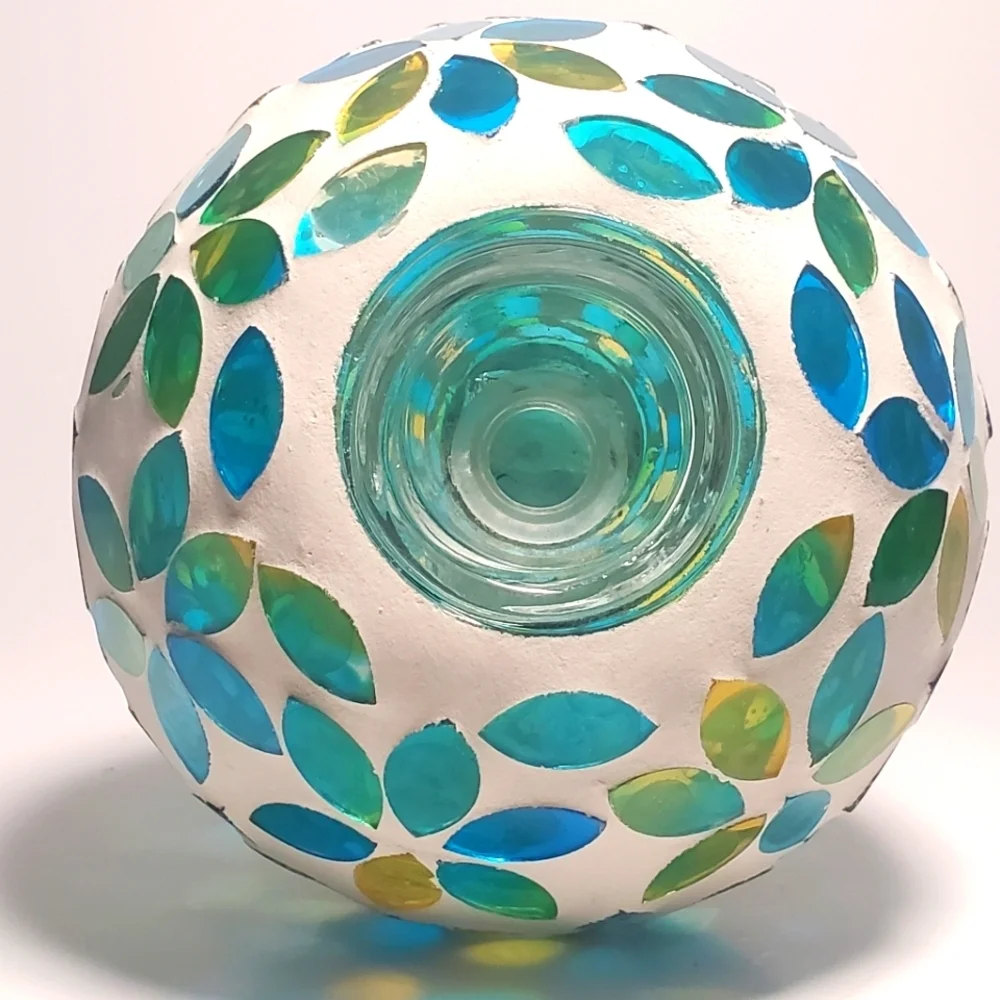 EVERGREEN Mosaic Glass Watering Globe w Terracotta Spike Patio Garden Multicolor - Picture 3 of 7